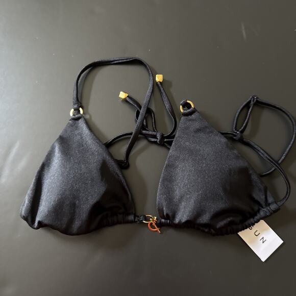 PacSun Other - Pacsun Black Bikini Top With gold accents. Front gold Closure. Size small